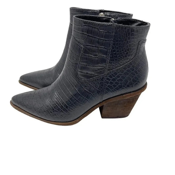 Kaanas Amarone Black Leather Pointed Toe Ankle Boots Shoes - Picture 3 of 12